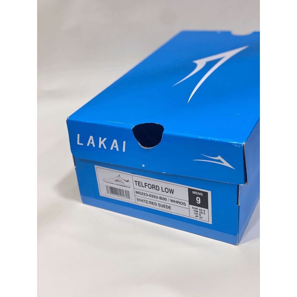 Lakai Men's Telford Low Shoes - White/Red Suede 9 - Picture 5 of 10